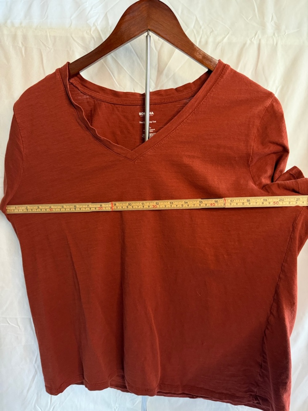 Sonoma V-Neck T-Shirt - Rust Red - Picture 4 of 5